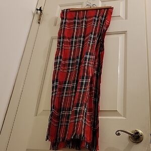 Red Plaid Scarf W28" x L76"
